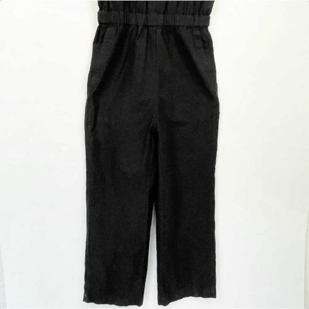 Everlane Black The Fatigue Apron Jumpsuit Cotton Linen 4